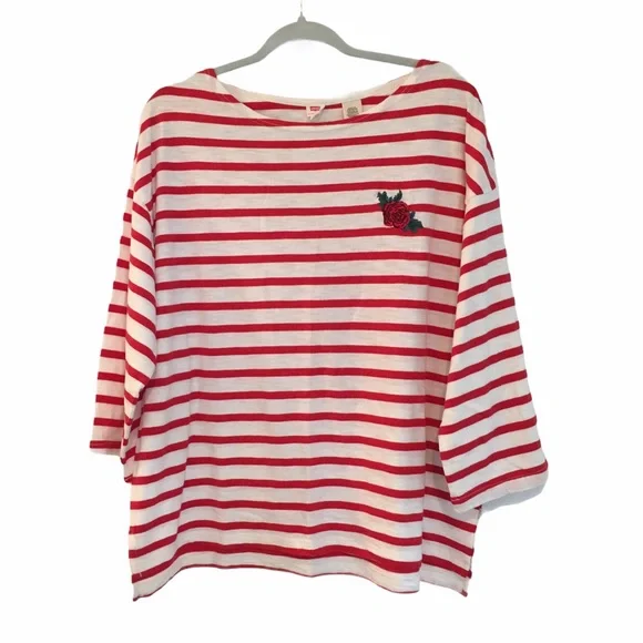 Levi’s Embroidered Rose Stripe Sailor T-shirt - Picture 2 of 5
